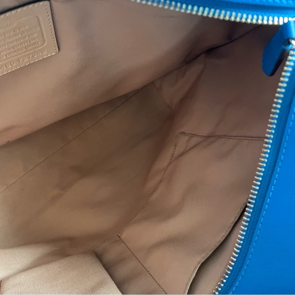 Coach Peyton Zip Top Tote Cerulean Blue Saffiano Leather Shoulder Bag - Picture 4 of 14
